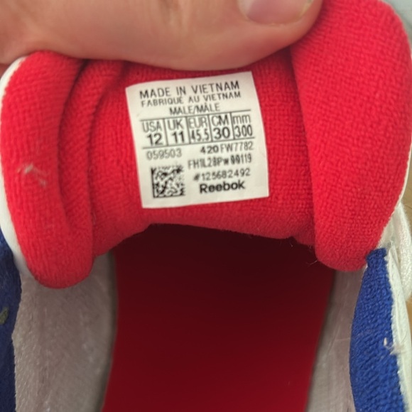 REEBOK Classic Leather Men's Shoes White-Deep Cobalt-Vector Red - Picture 2 of 4